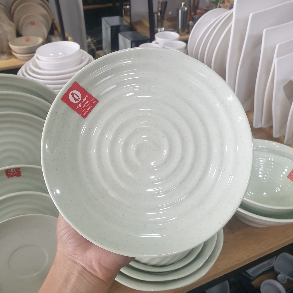 Bộ tô, chén, dĩa melamine màu xanh đá siêu đẹp chính hãng Superware