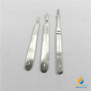 Cán dao mổ số 3, Inox 304, dài 12.5cm, cán dao y tế thực hành chất lượng cao