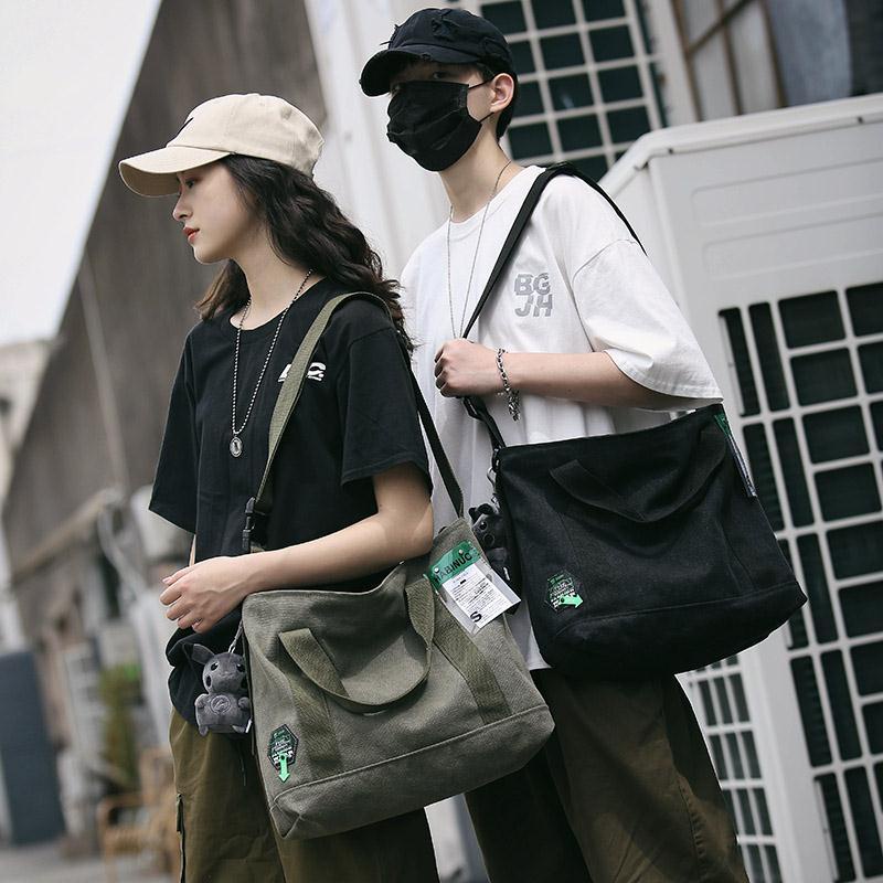 Túi Xách Đeo Vai Vải Bạt Thời Trang Đường Phố Hàn Quốc Dành Cho Nam Nữ