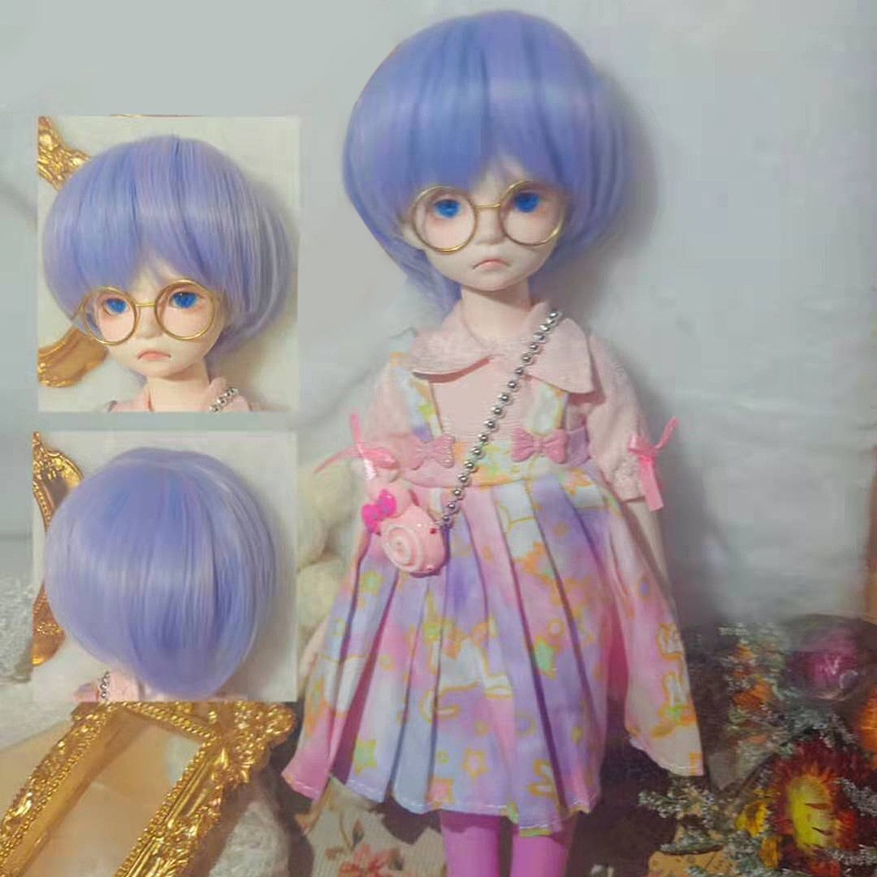 Tóc giả ngắn uốn xoăn cho búp bê Bjd30cm 1/6 1/8