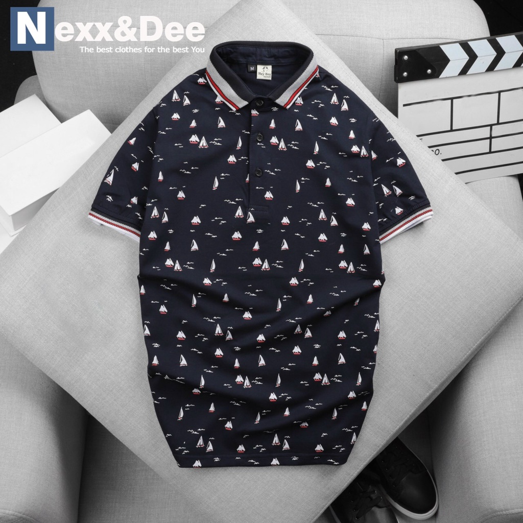 Áo thun polo nam cá sấu chấm bi họa tiết Nexx&Dee có cổ bẻ trung niên cao cấp PL10