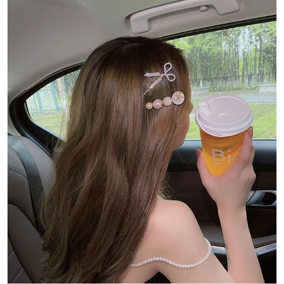 Set 6 Kẹp Tóc Ngọc Trai - Kẹp Tóc Đính Đá Sang Chảnh Phong Cách Hàn Quốc