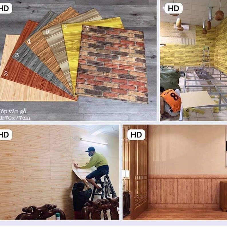 Xốp dán tường Giả Vân Gỗ 3d Sang Trọng LOẠI 1 KHỔ LỚN 70X77CM - Hàng Có Sẵn Keo Đa Dạng Màu Sắc