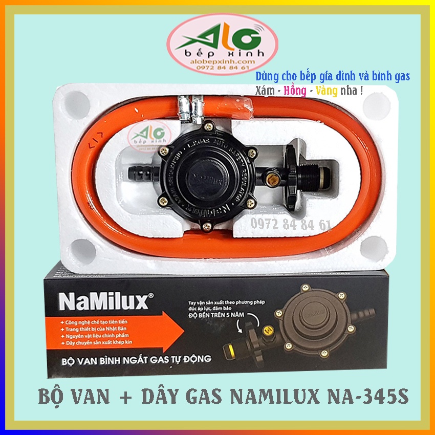 🌻 Bộ van ga NAMILUX NA-345S 🌻 - Gồm 1 van ga có ngắt ga tự động + 1 dây gas 1.5m + 2 kẹp - - ALO BẾP XINH
