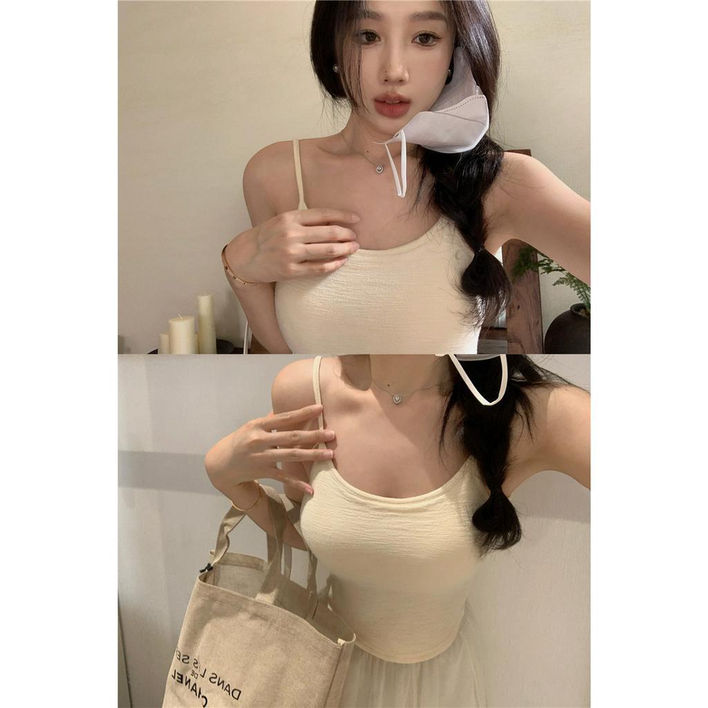 Set Áo Dây Dệt Kim Chống Nắng Có Miếng Lót Ngực Thời Trang Hong Kong Mùa Hè Cho Nữ