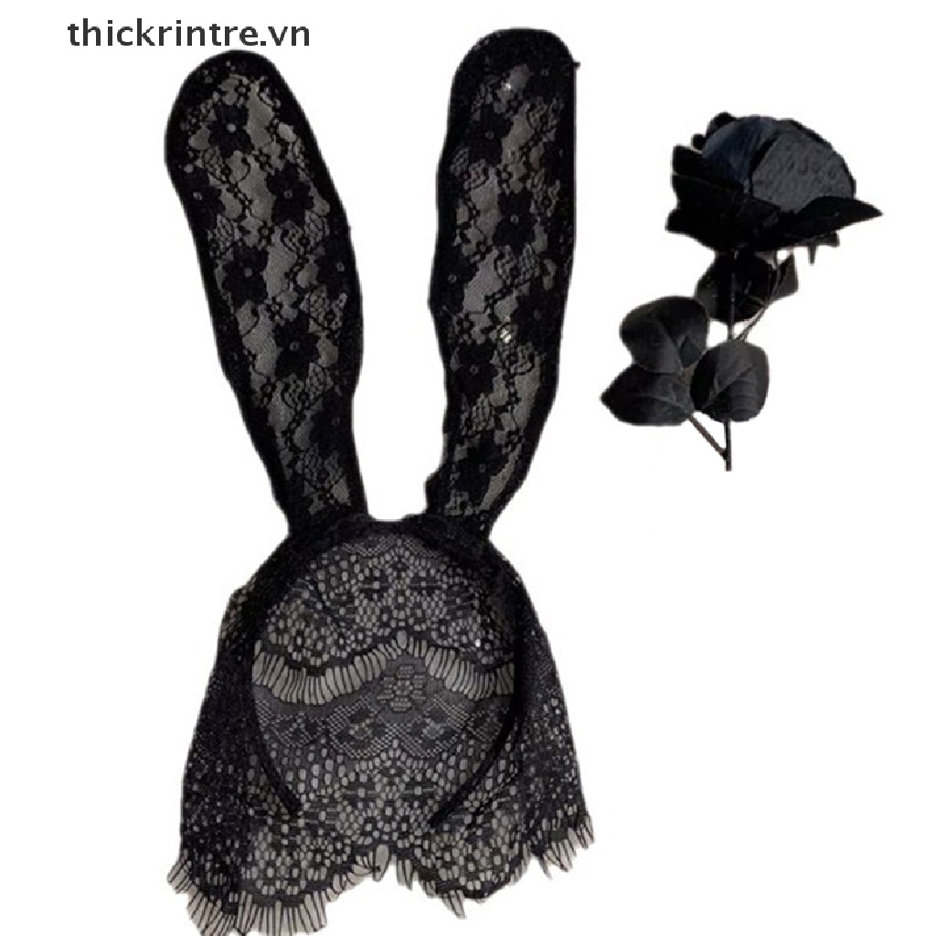 Mặt Nạ Ren Hình Tai Thỏ Màu Đen Gợi Cảm Cho Nữ
