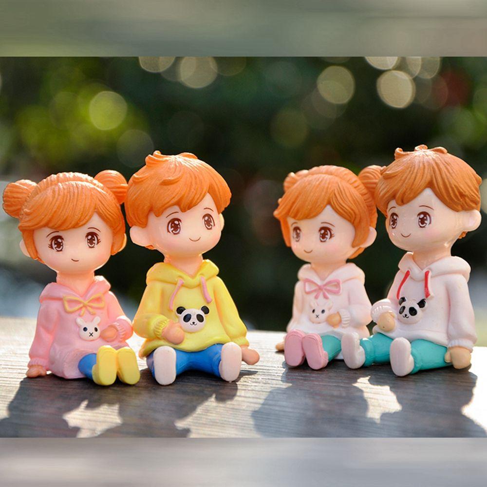 Set 2 Mô Hình Cặp Đôi Bé Trai Bé Gái Trang Trí Tiểu Cảnh