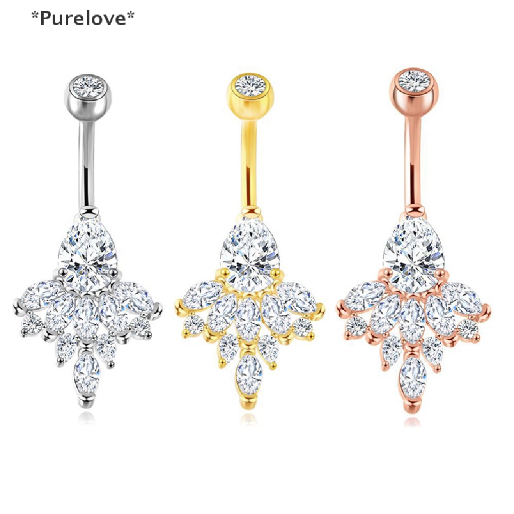 [Purelove] Khuyên Rốn Bằng Thép Không Gỉ Đính Đá Zircon Tinh Tế Cho Nữ