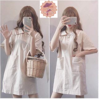 Đầm thủy thủ màu kem