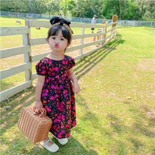 Bán sỉ váy hoa tím đỏ cho bé gái