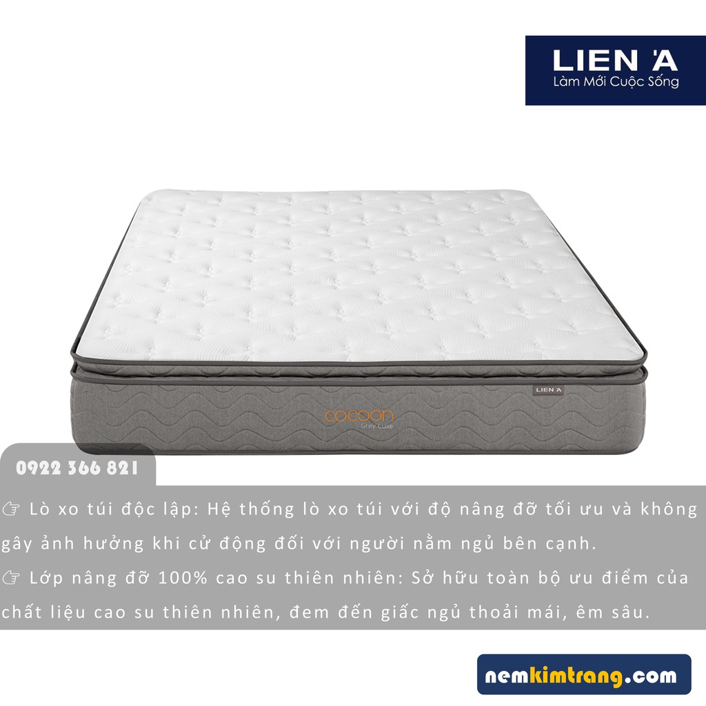 [FREE SHIP] Nệm lò xo túi Cocoon Grey Luxe - CHÍNH HÃNG, BẢO HÀNH 10 NĂM