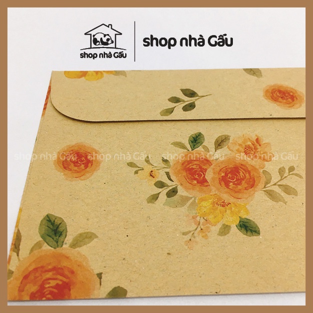 Combo 5 Bì Thư Hoa Giấy Karft Phong Cách Vintage Hàng Loại 1 Chất Lượng Cao - Shop Nhà Gấu