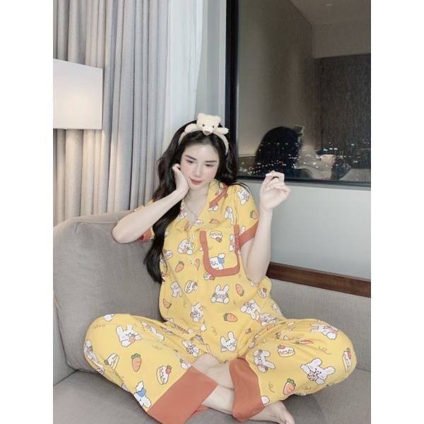 Bộ pijama tiểu thư mango loại 1 quần dài size dưới 60kg