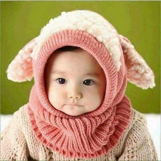 Mũ Len Phối Lông Cừu Siêu Ấm Cho Bé