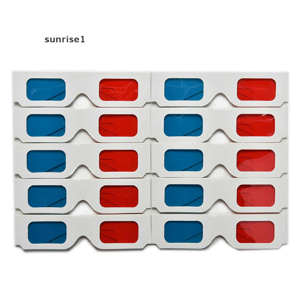 Set 10 Kính 3D Đa Năng sunrise1 Chất Liệu Giấy Các Tông Màu Đỏ / Xanh Lam Cyan