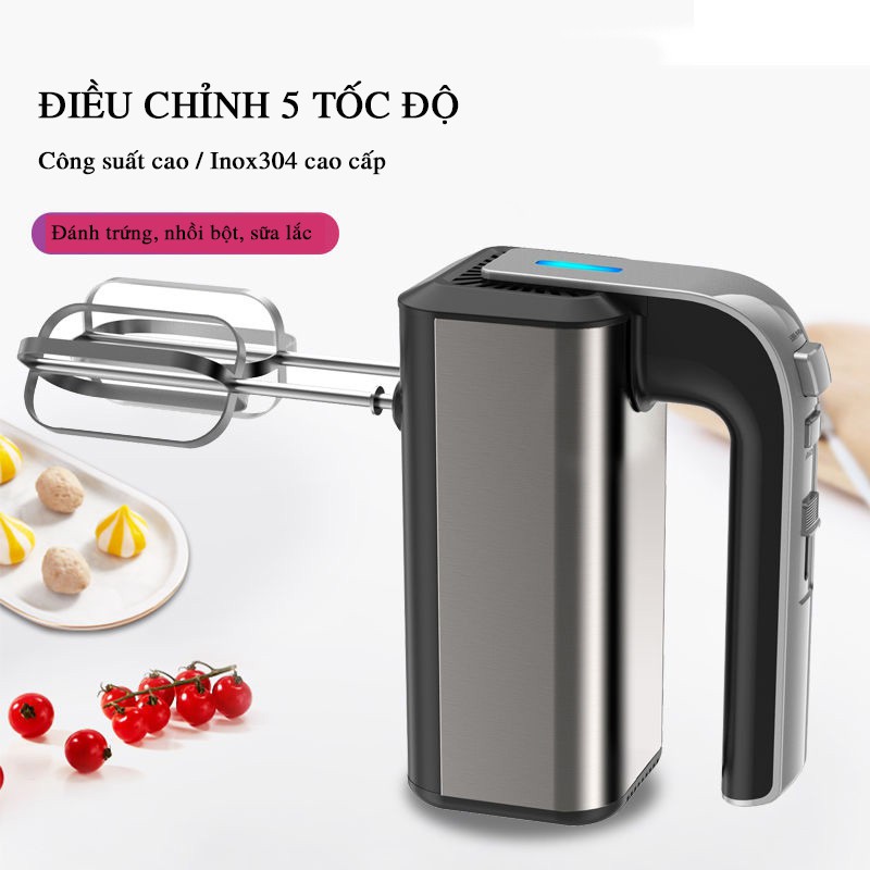 Máy đánh trứng cầm tay HAEGER 500W đánh kem, trộn bột trong 30S có 5 tốc độ điều chỉnh chuyên dụng MDT01