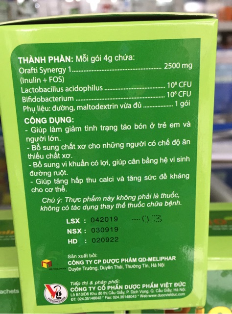 Cốm vi sinh Bioacimin Fiber hỗ trợ điều trị táo bón cho trẻ.