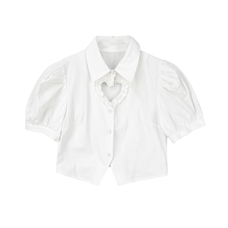 Áo Sơ Mi Croptop Aimeehouse Tay Phồng Cutout Hình Trái Tim Phong Cách Trẻ Trung Nữ Tính