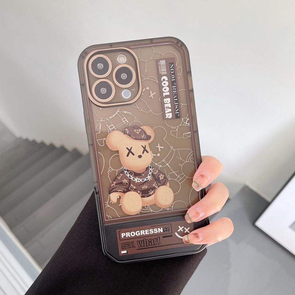 Ốp Điện Thoại Silicon TPU Mềm Kèm Giá Đỡ Hình Hoạt Hình Cho iPhone 13 12 11 promax x xr xsmax 7/8plus
