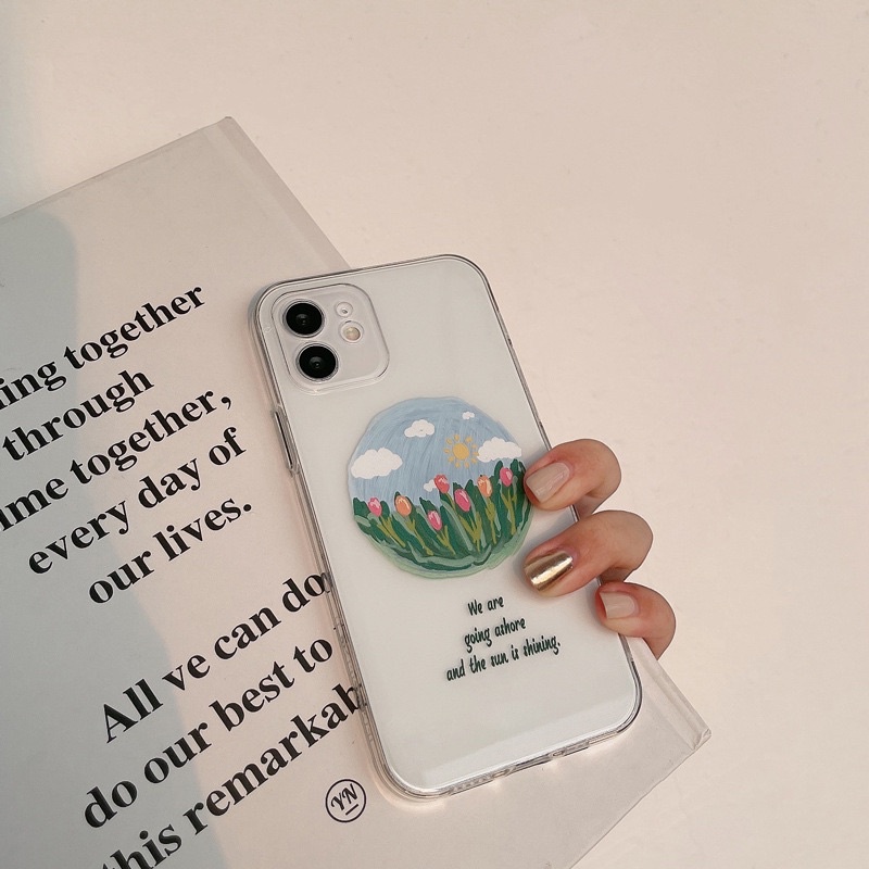 (SIÊU RẺ) Ốp lưng iphone trong hình tròn hoa tuylip shining 7plus/8/8plus/x/xr/xs/11/12/13/pro/max/plus/promax