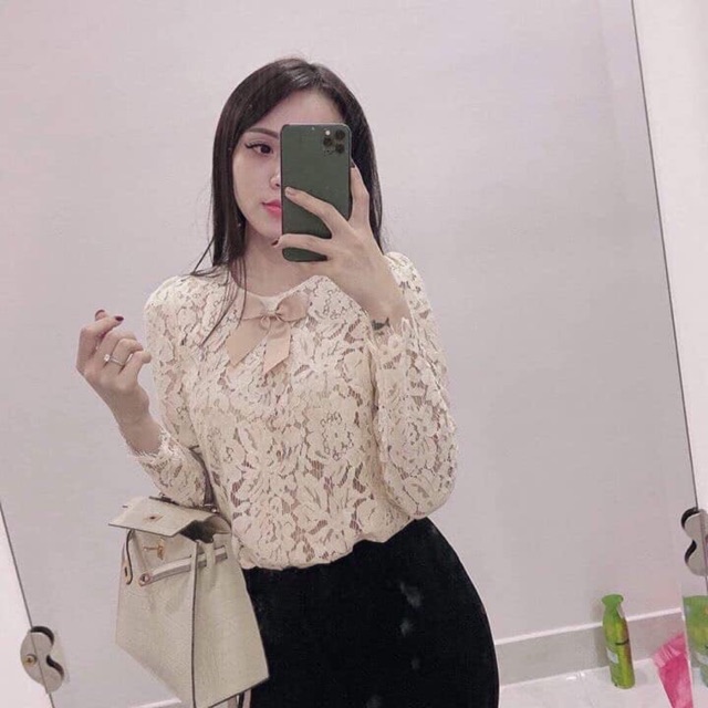 Sơ mi ren be cổ nơ