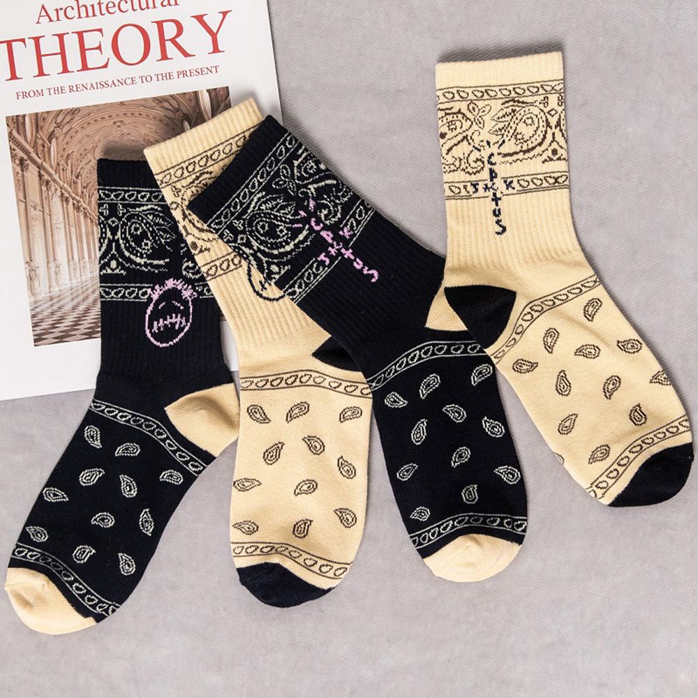 Vớ cotton ống dài thoáng khí in chữ thời trang dành cho nam và nữ