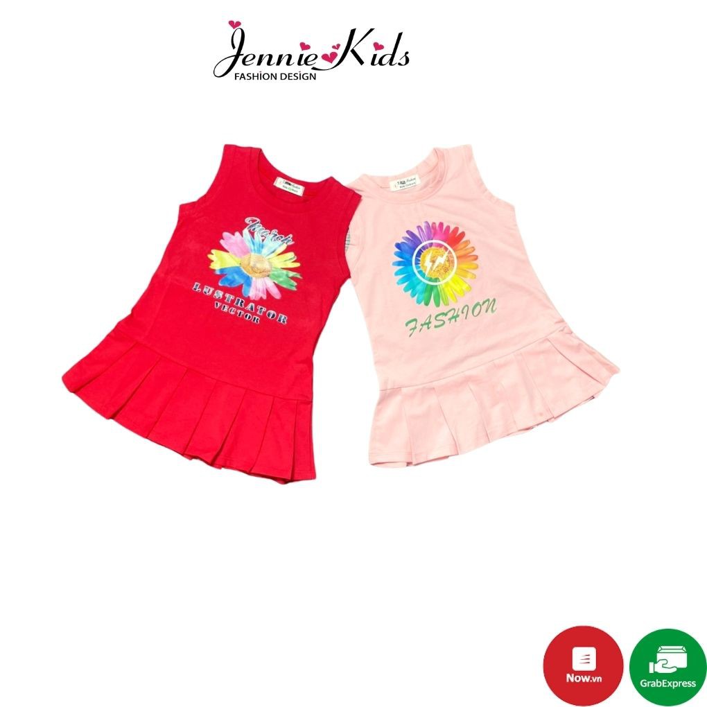 Váy đầm bé gái vải cotton chính phẩm JENNIE KIDS tùng váy xếp ly dễ thương J406