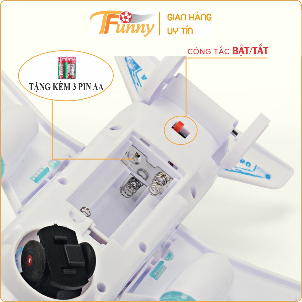Đồ Chơi Máy Bay Chạy Pin Cho Bé, Máy Bay Tránh Vật Cản, T Funny, Phát Nhạc, Có Đèn Led, Xoay 360 độ, Vui Nhộn