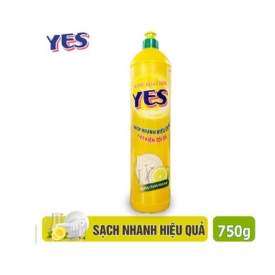 ( Chính hãng LIX ) Nước rửa chén YES 750ml đánh bay dầu mỡ, sạch bóng, an toàn khi sử dụng LIXCO