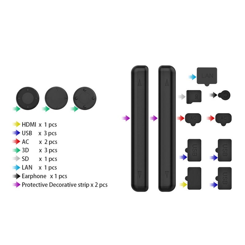 Bộ Nút Chống Bụi Bằng Silicone Cổng USB AC 3D SD LAN HDMI Cho Máy Chơi Game Switch/Switch