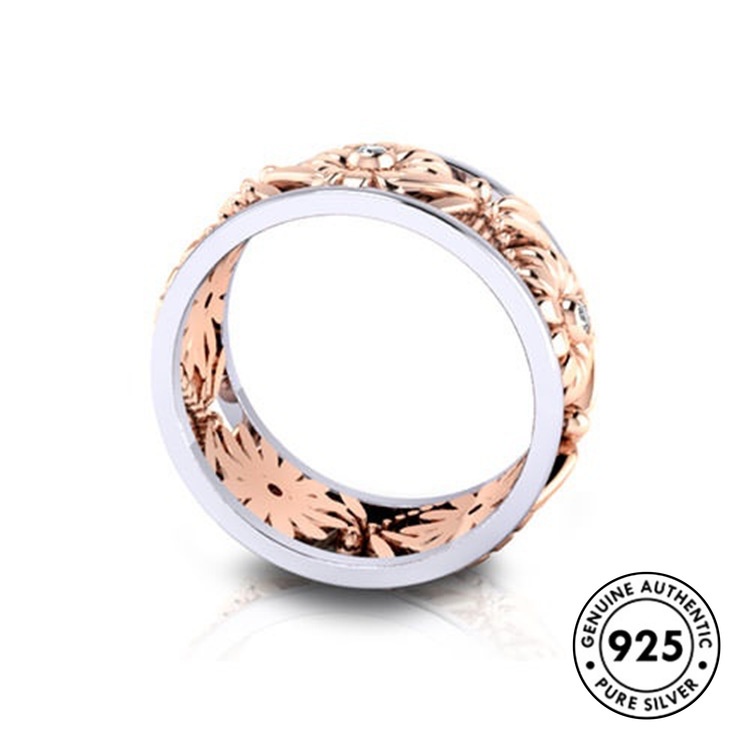 Nhẫn Mạ Vàng Hồng 18K Hình Hoa Hướng Dương Sáng Tạo S925