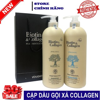 Dầu Gội Cặp Collagen Trắng, Cặp Dầu Gội Biotin Dưỡng Tóc Suôn Mượt ,Phục Hồi Tóc Khô Xơ, Lưu Hương Thơm Lâu Cả Ngày-SALE