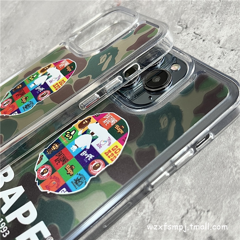 Ốp Điện Thoại Cạnh Mềm Trong Suốt Chống Sốc Họa Tiết Không Gian Bape Cho IPhone 11 13 12 X XS Pro Max XR 12 13