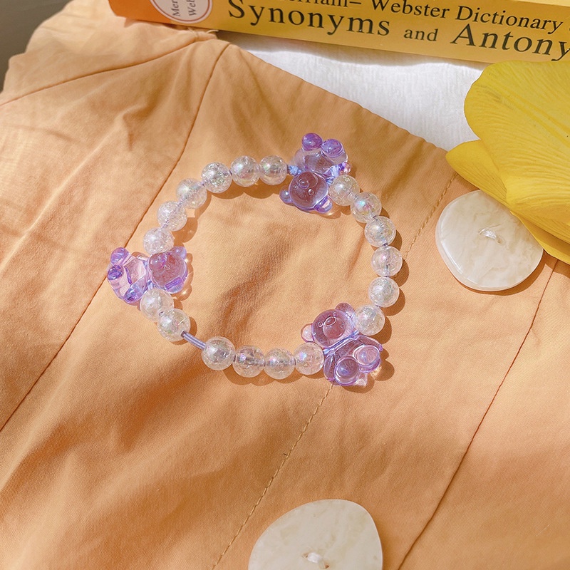 Dây buộc tóc co giãn đính hạt pha lê nhiều màu phong cách Hàn Quốc cho nữ