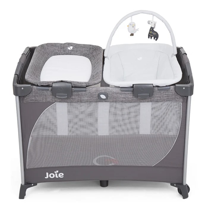 Giường cũi trẻ em Joie Commuter Change &amp; Snooze Linen Gray