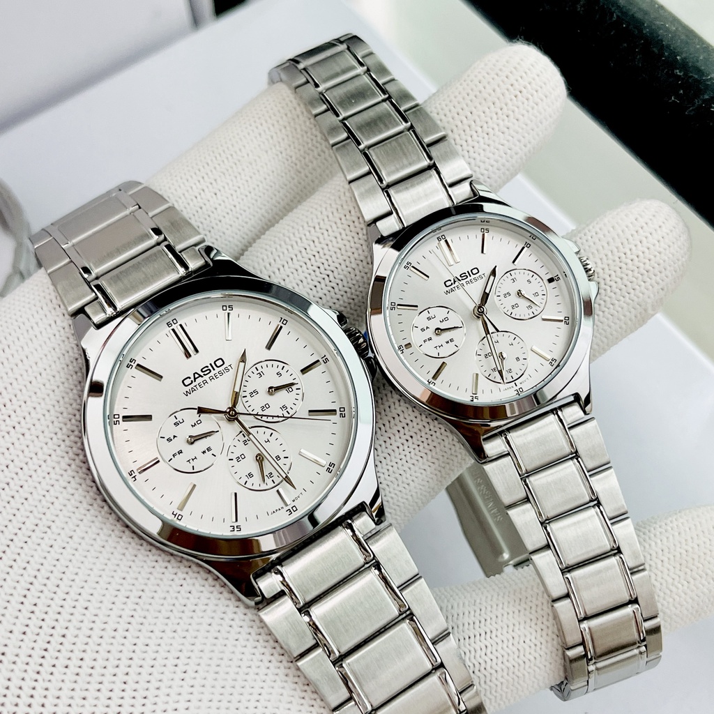 Đồng hồ đôi nam nữ dây thép Casio MTP V300D