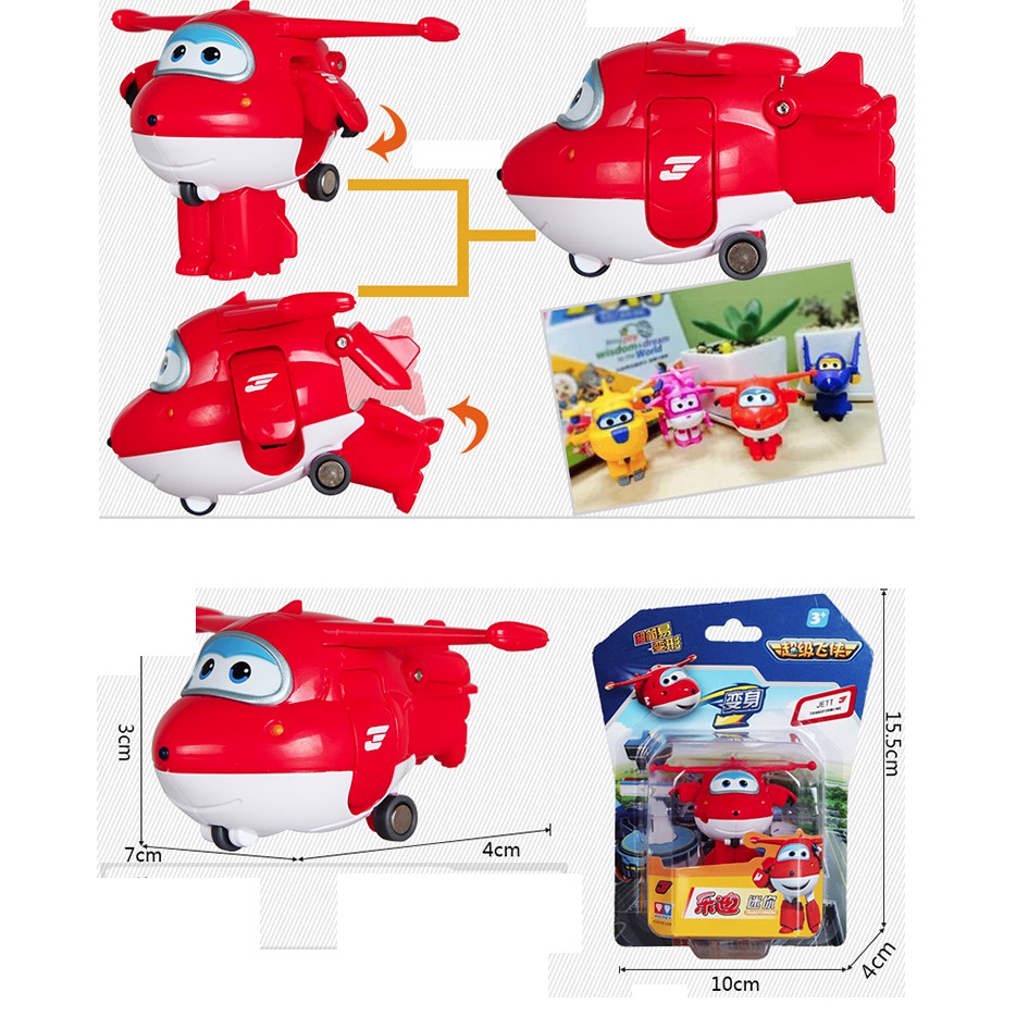 Super wings đồ chơi đội bay siêu đẳng mô hình nhân vật Jett tia chớp máy bay biến thành rô bốt mini