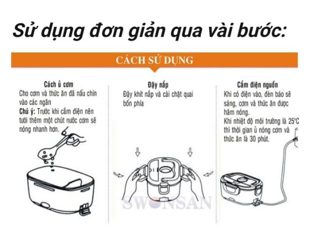 Hộp cơm hâm nóng Chefman CM-113i inox. Xuất xứ Việt Nam - Bảo hành 2 năm