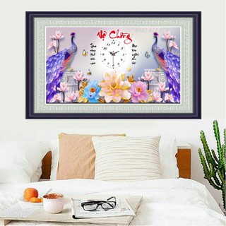 ❤khuyến mãi❤ tranh đính đá đồng hồ vợ chồng - kt 80x45cm