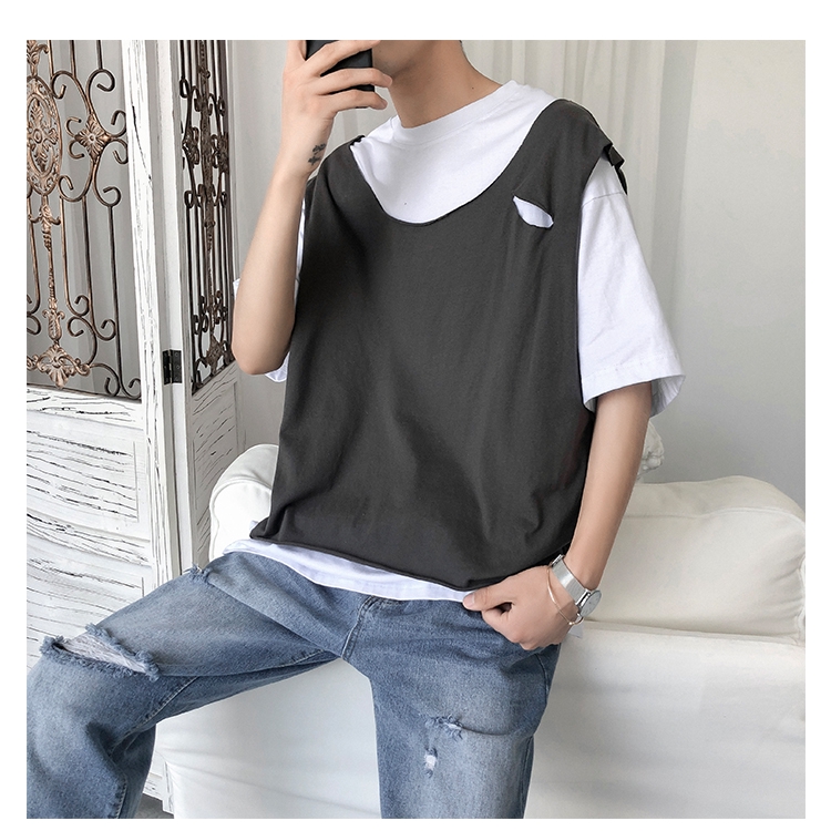 Áo Thun Tay Ngắn Kiểu Rách Cá Tính Cho Nam Size M-2xl