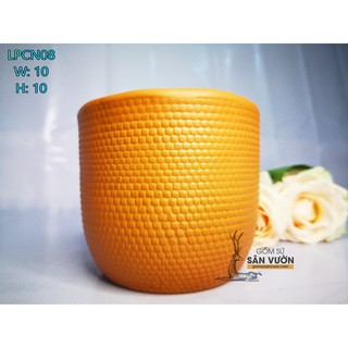 Chậu gốm đất nung kiểu TRỨNG DA RẮN size 10cm LPCN08-10 (1 cái) - Màu gốm đỏ , chậu trồng cây, gốm sứ sân vườn Bình Dươn