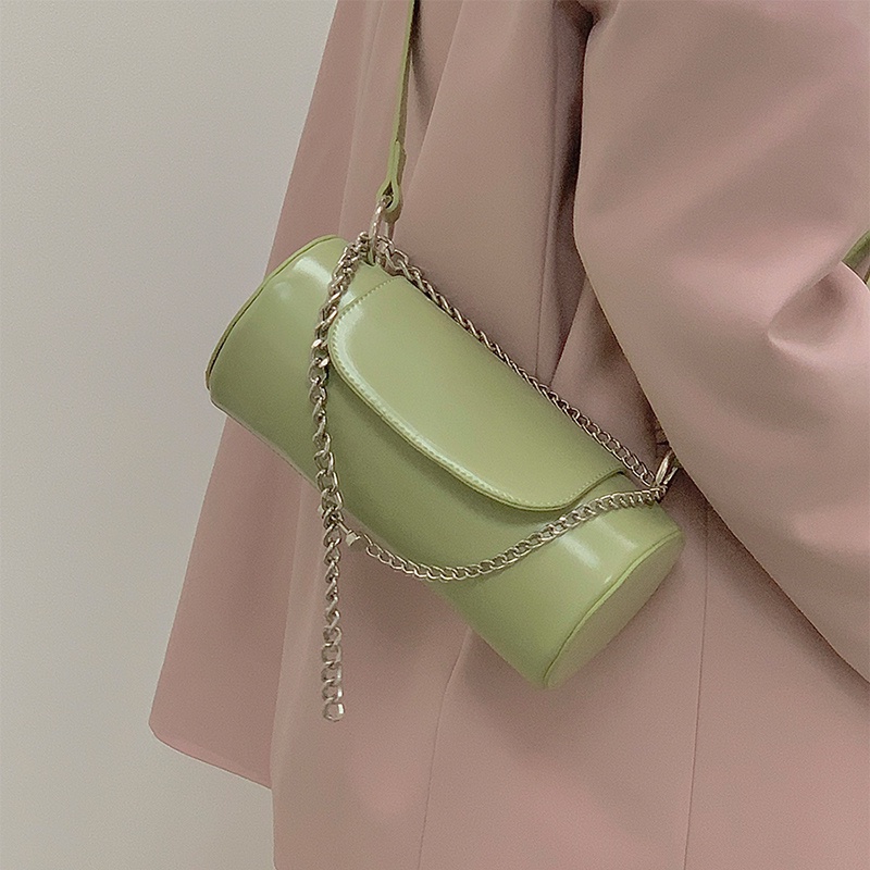 IELGY Túi Xách Đeo Chéo Hình Trụ Phối Dây Xích Phong Cách niche Ngọt Ngào Thời Trang Cho Nữ