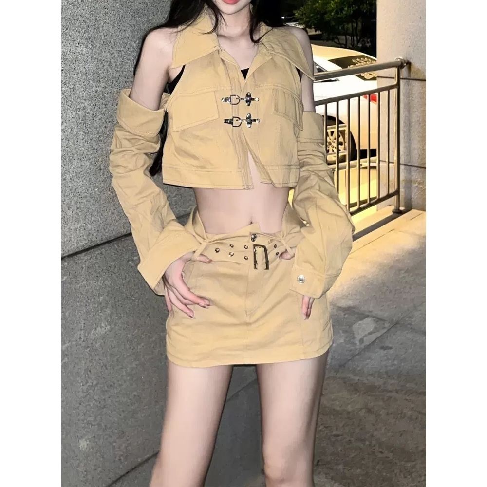 Set Áo Trễ Vai Và Chân Váy Phong Cách Mỹ Thời Trang Xinh Xắn Cho Nữ