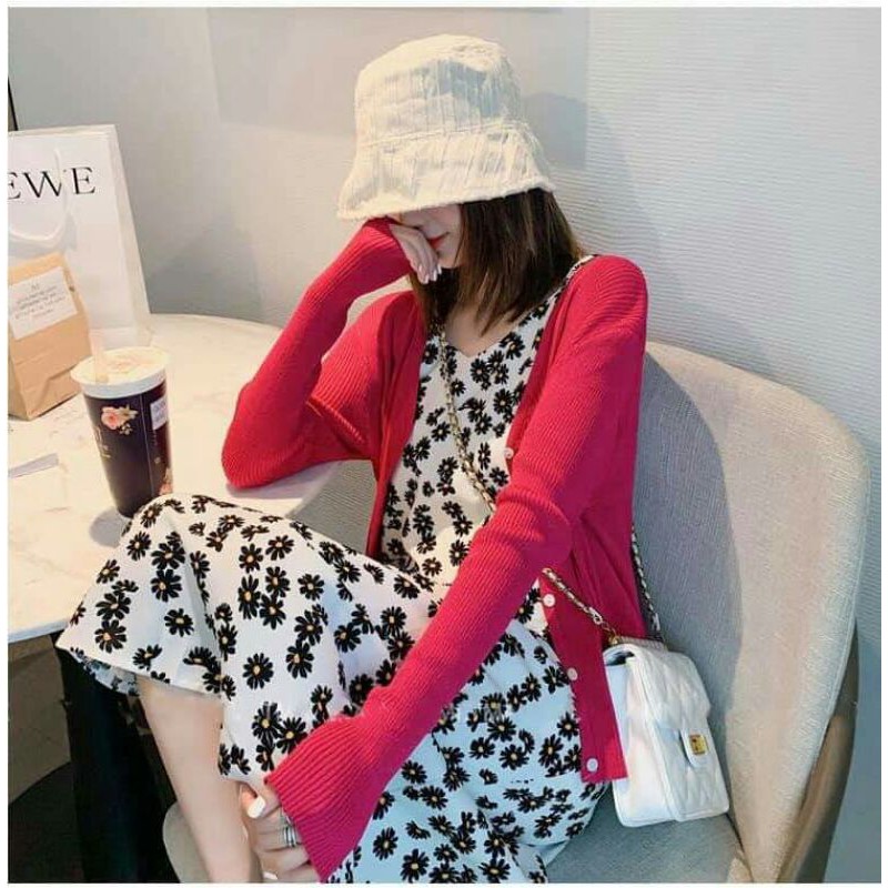 Váy hai dây maxi hoa cúc xã sale shock size L