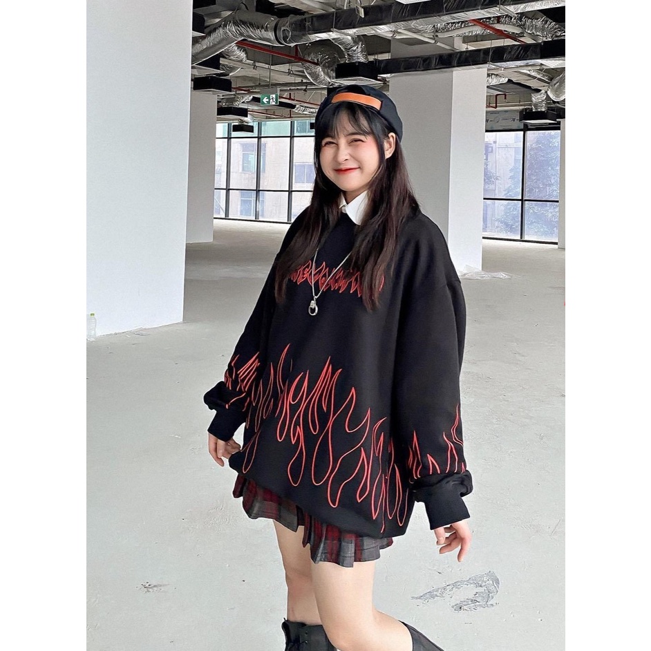 Áo hoodie nam nữ 🍬 áo nỉ dáng rộng ulzzang lửa oversize🔥,áo nỉ cotton
