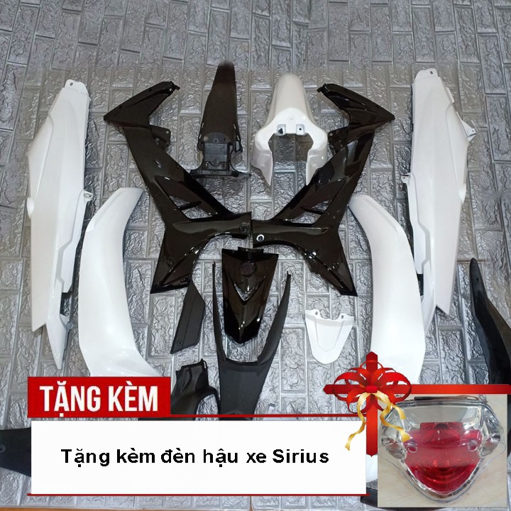 Dàn áo xe SIRIUS Loại Phanh Cơ  nhựa ABS nguyên sinh cao cấp màu TRẮNG - tặng kèm Củ hậu xe Sirius
