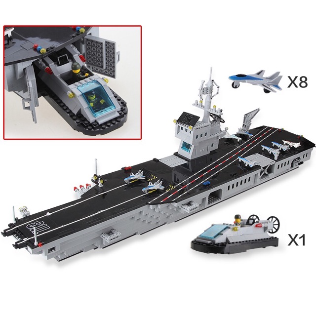New Design 2021🌟 Lắp Ráp Enlighten QMan 113 Tàu Sân Bay Aircraft Carrier Dài 92cm 🌟