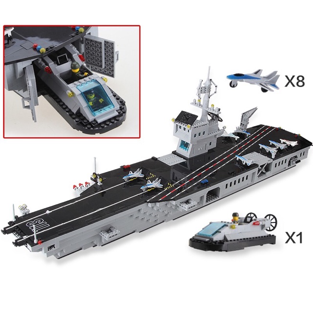 Lắp Ráp Enlighten QMan 113 Tàu Sân Bay Aircraft Carrier Dài 92cm