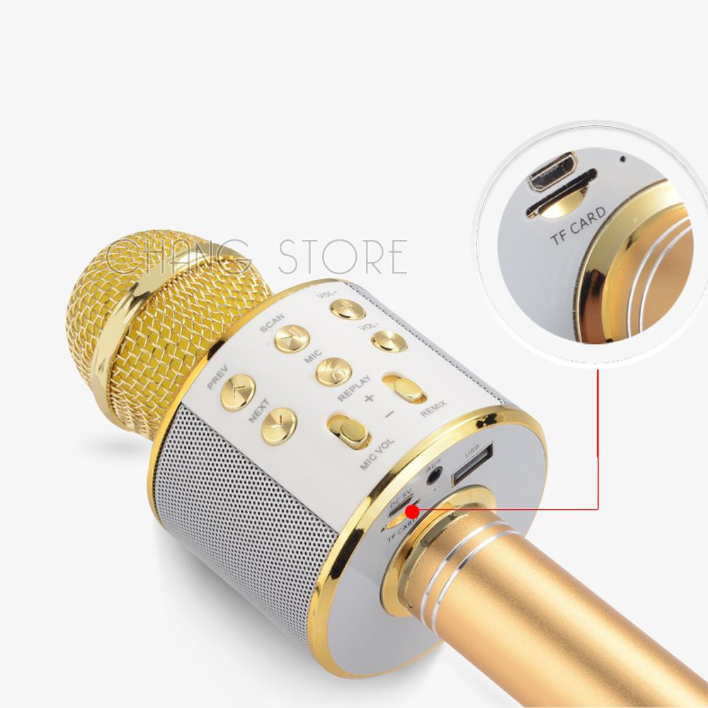 Mic Kèm Loa Bluetooth WS-858 Đa Năng 6 Trong 1 Hát Karaoke