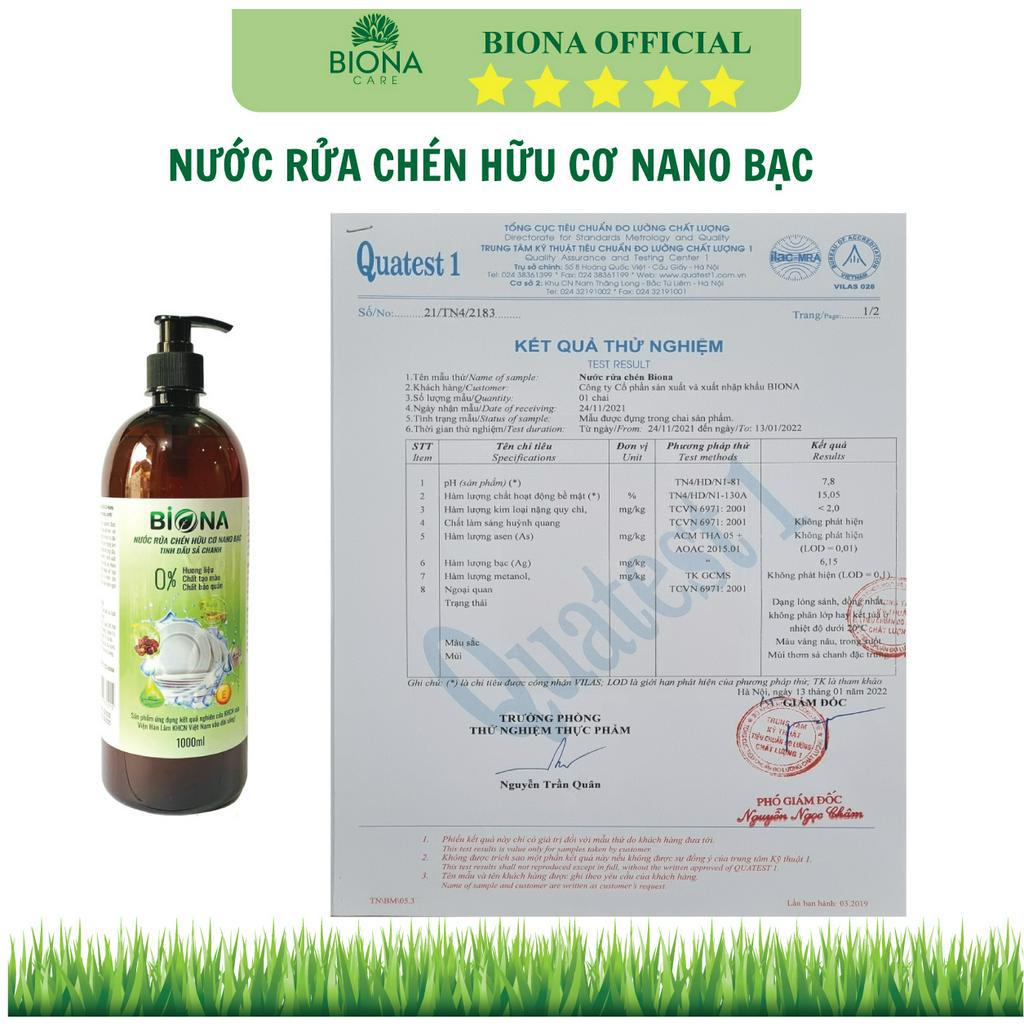 Nước rửa chén hữu cơ nano bạc BIONA 1000ML